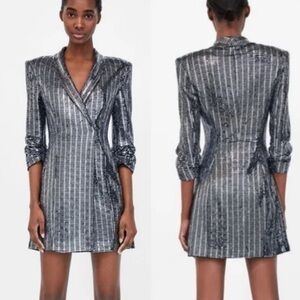 Forever 21 Shimmering Silver Blazer mini Dress